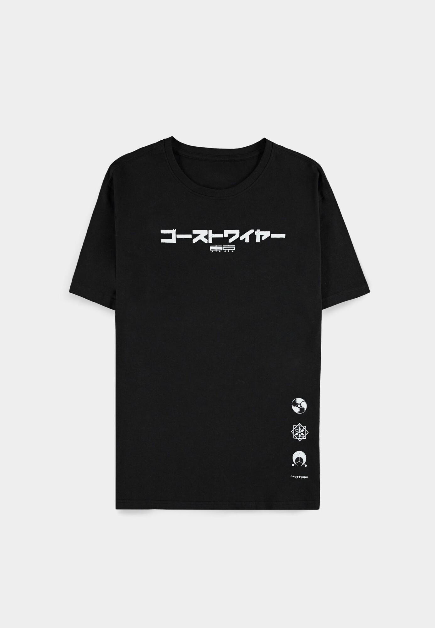 Ghostwire: Tokyo - Katakana Screen-Printed Logo Black T-shirt Size XL