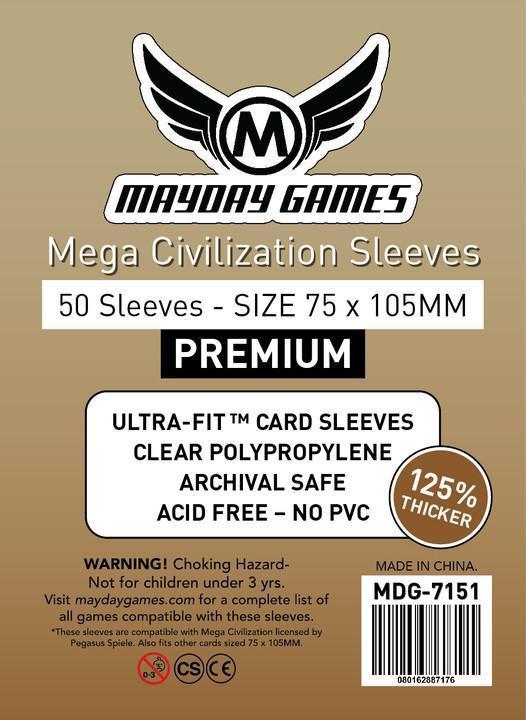 Premium Mega Civilization Sleeves (50pcs) - 75 x 105mm